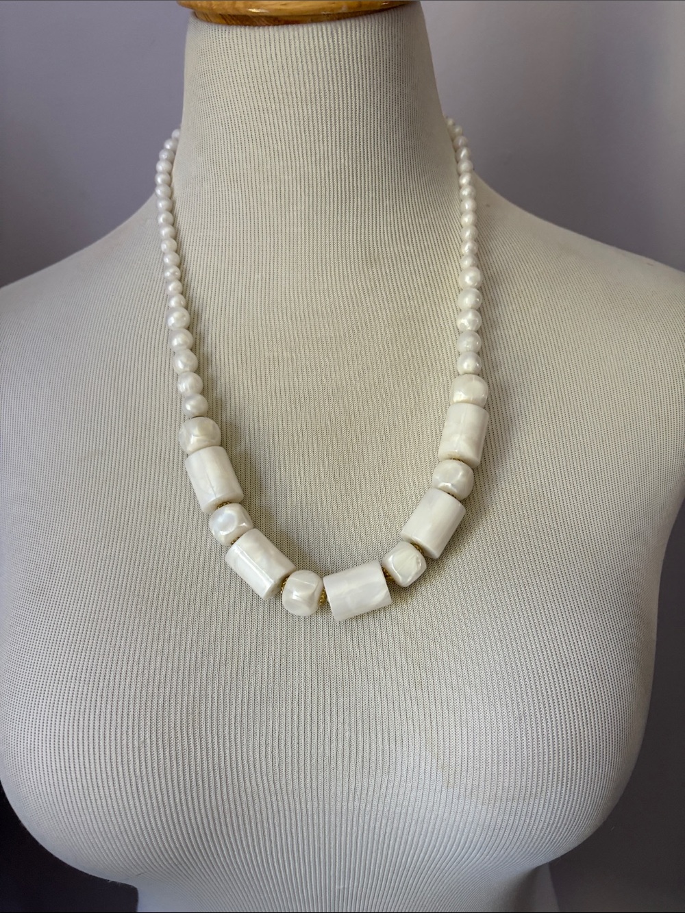 Chunky white beaded necklace
